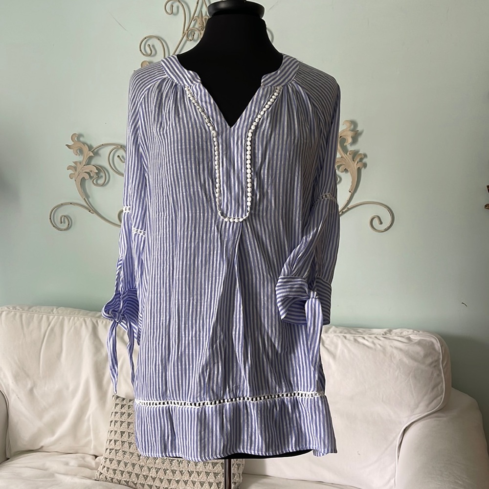 Zac & Rachel 3/4 sleeve Blouse V-neck Size L